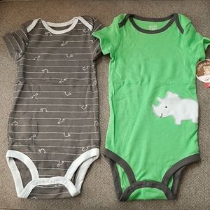 New 2 Baby Boy Short Sleeve Dino Bodysuits 18 Mo